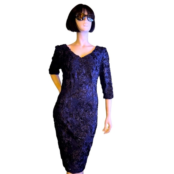 Alex Evenings Navy Blue Sequin Dress, Size: 12 - Picture 1 of 2